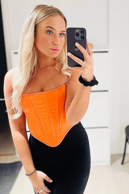 Glänsande Orange Korsett topp