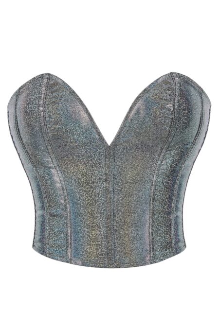 Metallic korsett med V-formad halsringning