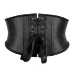 Svart korsett med snörning bakifrån. Kort midjekorsett
