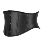 Svart korsett med knappar fram. Kort midjekorsett