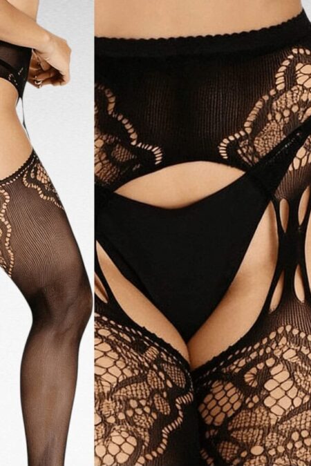 Lyxiga Mönstrade Strumpbyxor med Sensuell Strumpebandslook