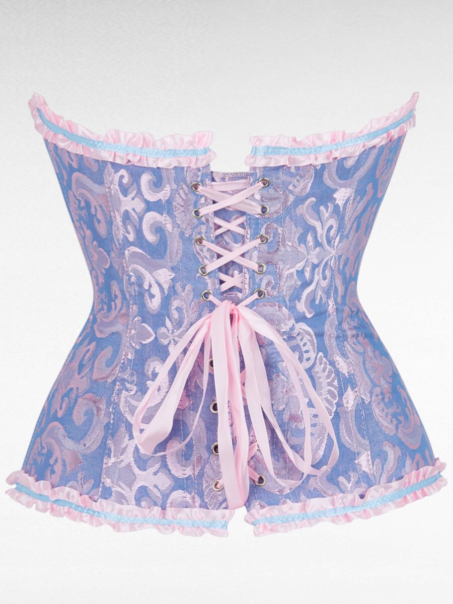 Ljusrosa och Shimrande Ljusblå Korsett – Sagolik Timglasdröm