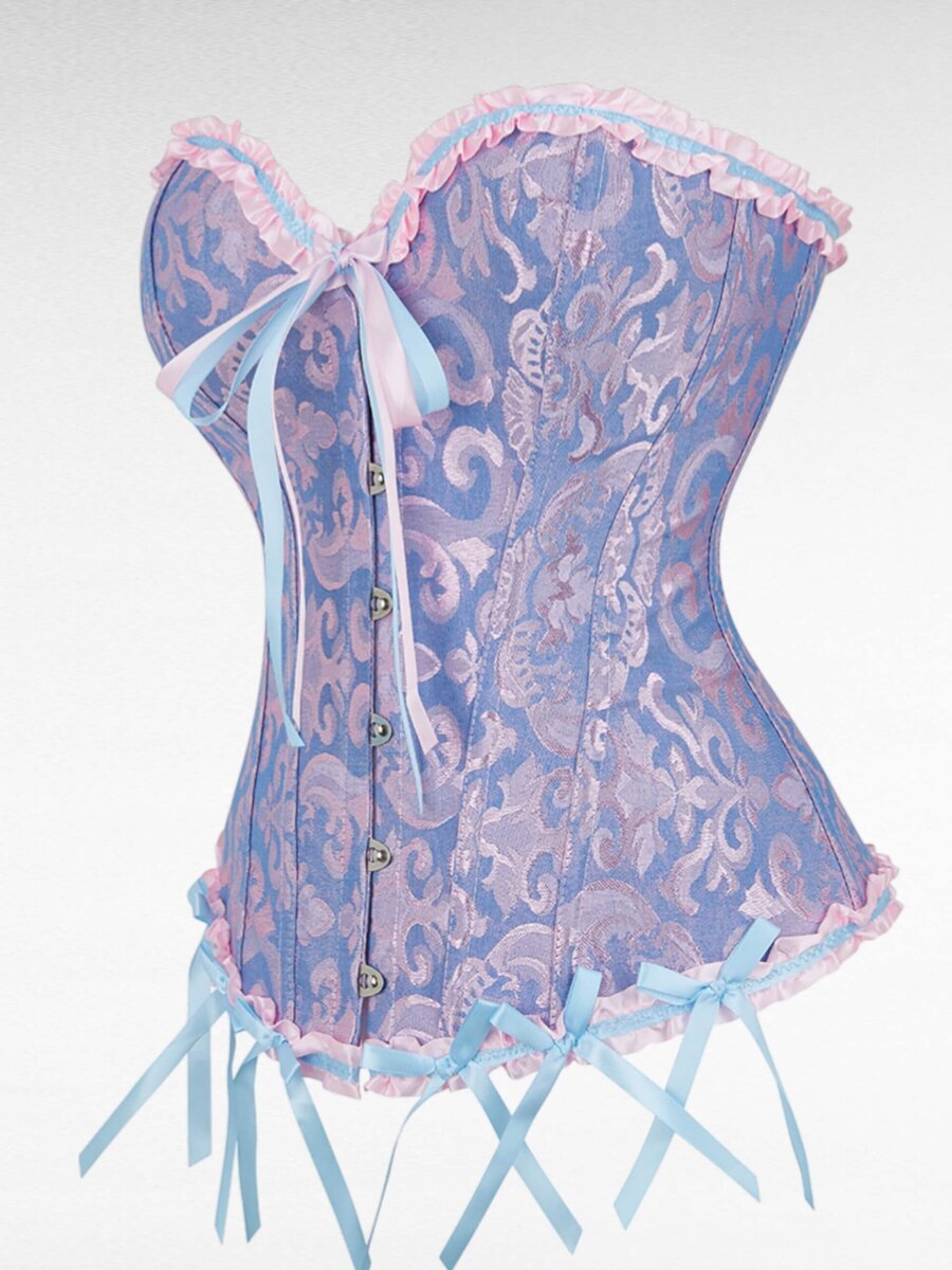 Ljusrosa och Shimrande Ljusblå Korsett – Sagolik Timglasdröm