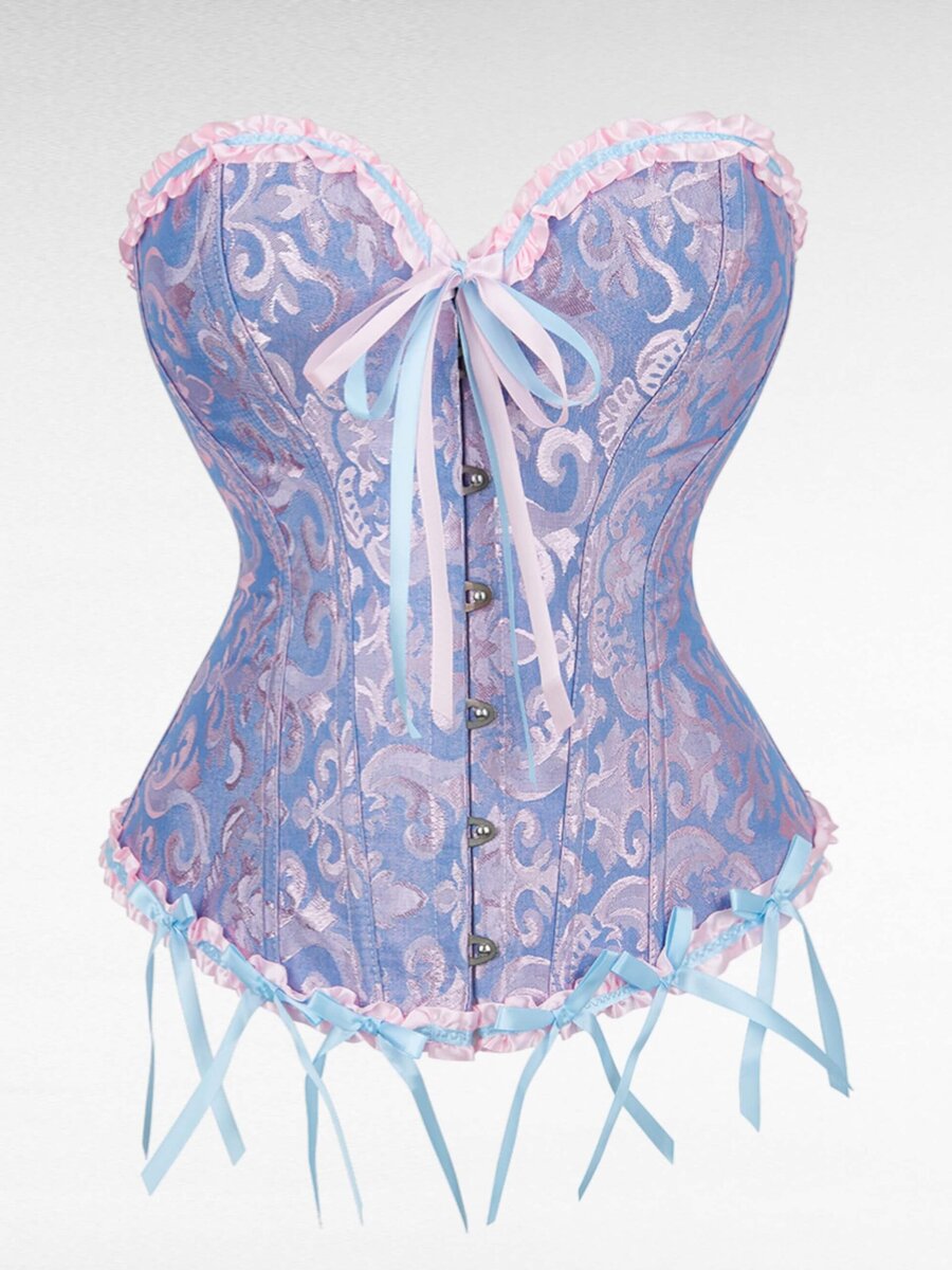 Ljusrosa och Shimrande Ljusblå Korsett – Sagolik Timglasdröm