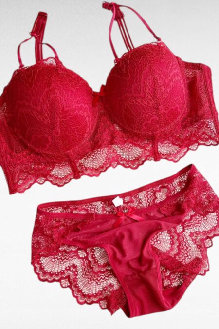 Push Up BH-set i Spets med Bygel och Matchande Trosa